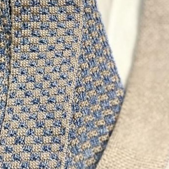 ❤️Men's ALTEA MILANO Grenadine Blue & Tan Square Skinny Tie Necktie Italy - Picture 5 of 9